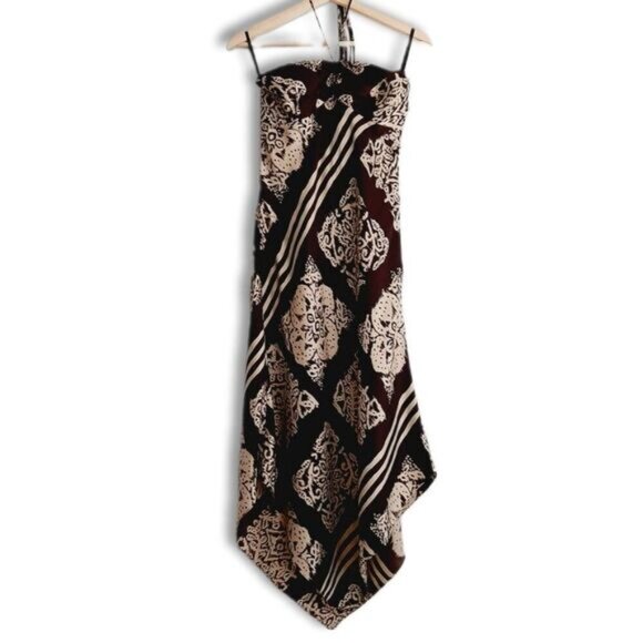 LAUNDRY / by Shelli Segal 100% Silk Scarf Style Halter Dress Sz 10 Flawed - Picture 2 of 15